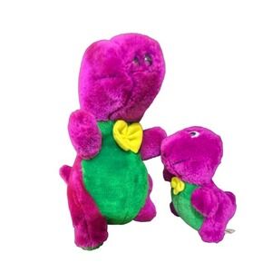 Vintage Barney Dinosaur Plush Lot Set of 2‎ Stuffed Animal Toys 10" 7" Purple